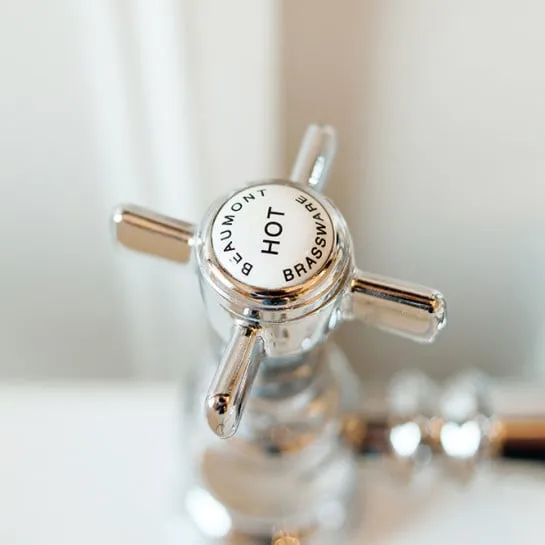 Bathroom fittings in a bathroom at Burton Court in Herefordshire