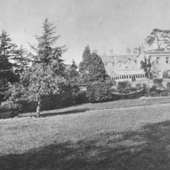The gardens at Burton Court. This archive photograph was taken in July 1914.