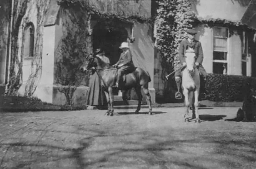 A photograph taken by the original front entrance to Burton Court before the work undertaken by Sir Clough Williams-Ellis.