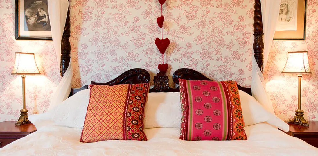 The Four Poster bed in the Master Bedroom at Burton Court in Her