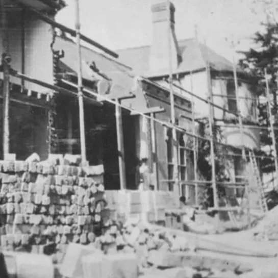 Work being undertaken in 1912 on the Eastern facade orchestrated by sir Clough Williams-Ellis, the famous architect of Portmeirion.