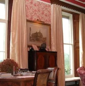 A large volume of books in the library at Burton Court use to be housed in the famous 'chained library' that is now exhibited at Hereford Cathedral