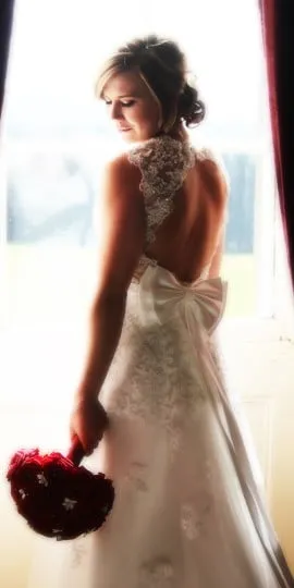 That moment when you try on your wedding dress on your wedding day