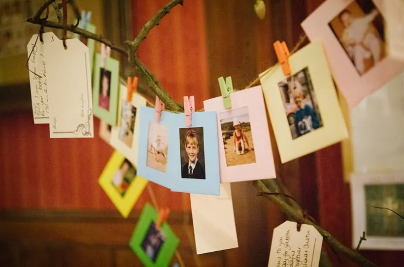 Photograph displays of the wedding couple can work in various rooms.