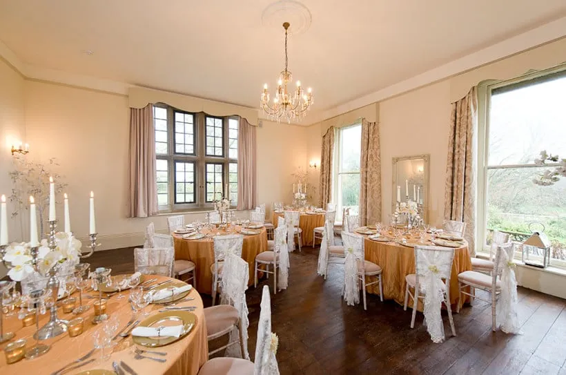 A bespoke wedding breakfast set up at Burton Court.