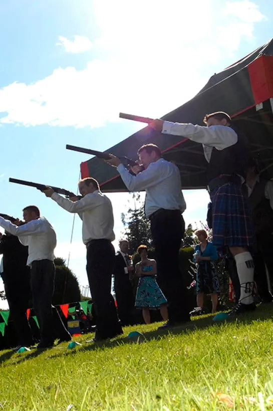 A laser clay shoot is an activity that we can organise in the parkland along with other activities like archery and falconary